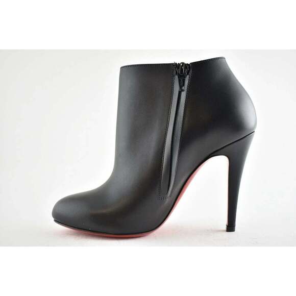 Christian Louboutin Belle 100 Black Calf Leather Ankle Zipper Heel Bootie 35 - Picture 9 of 12